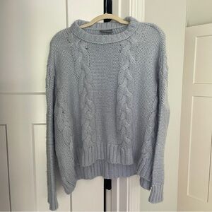 Wooden Ships Blue Crewneck Boxy Sweater cable knit stretch